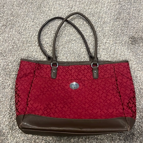 Tommy Hilfiger Handbags - Tommy Hilfiger Red & Brown Tote Bag Purse